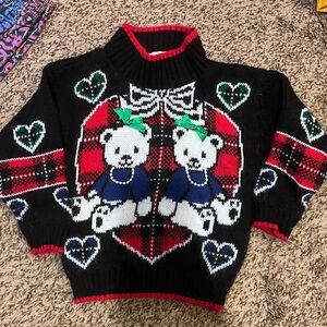 Vintage 90s Heartworks Black Sweater with Bear Design